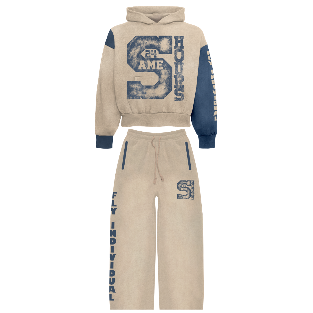 Cream/Blue Travel Set Bundle