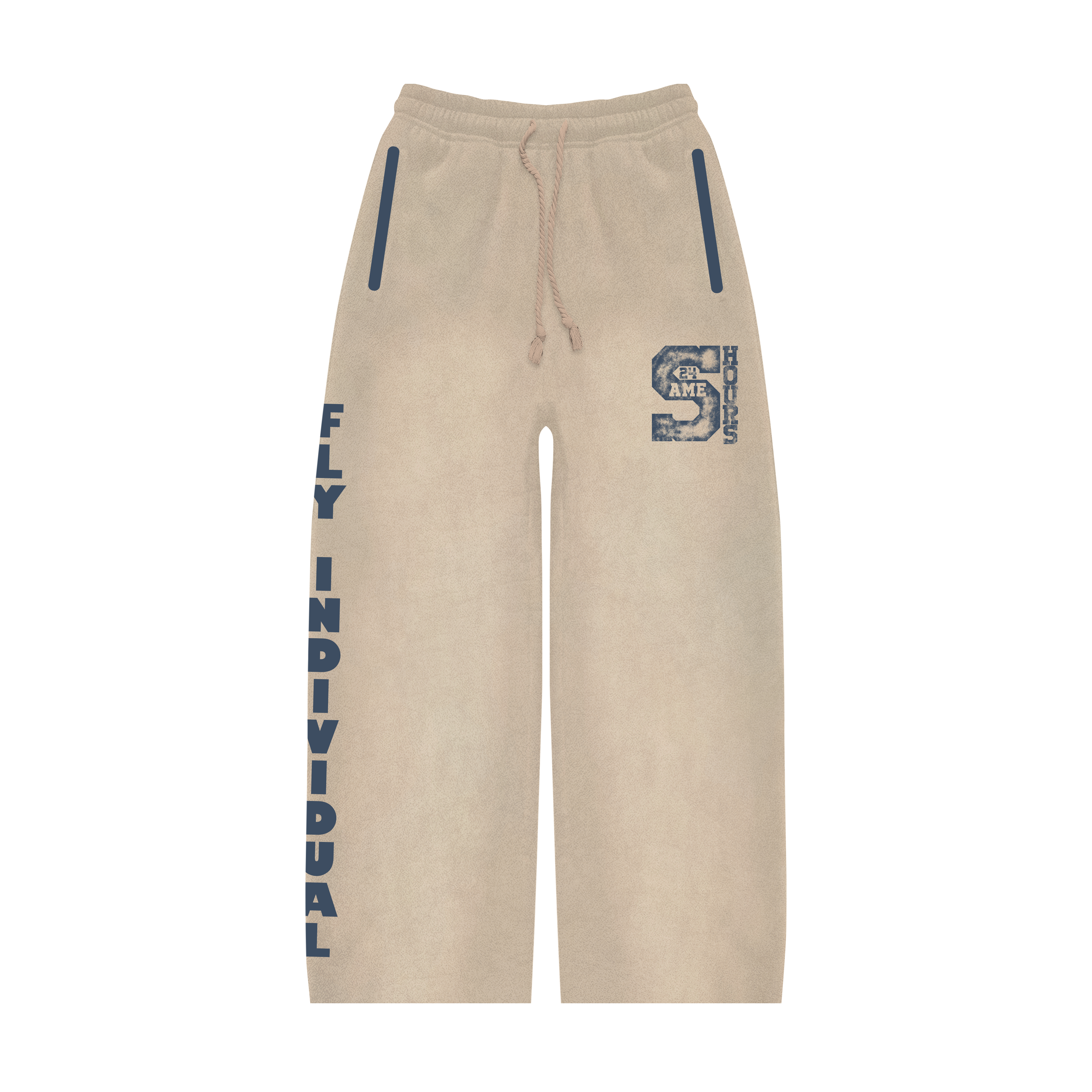 Cream/Blue Travel Sweatpants