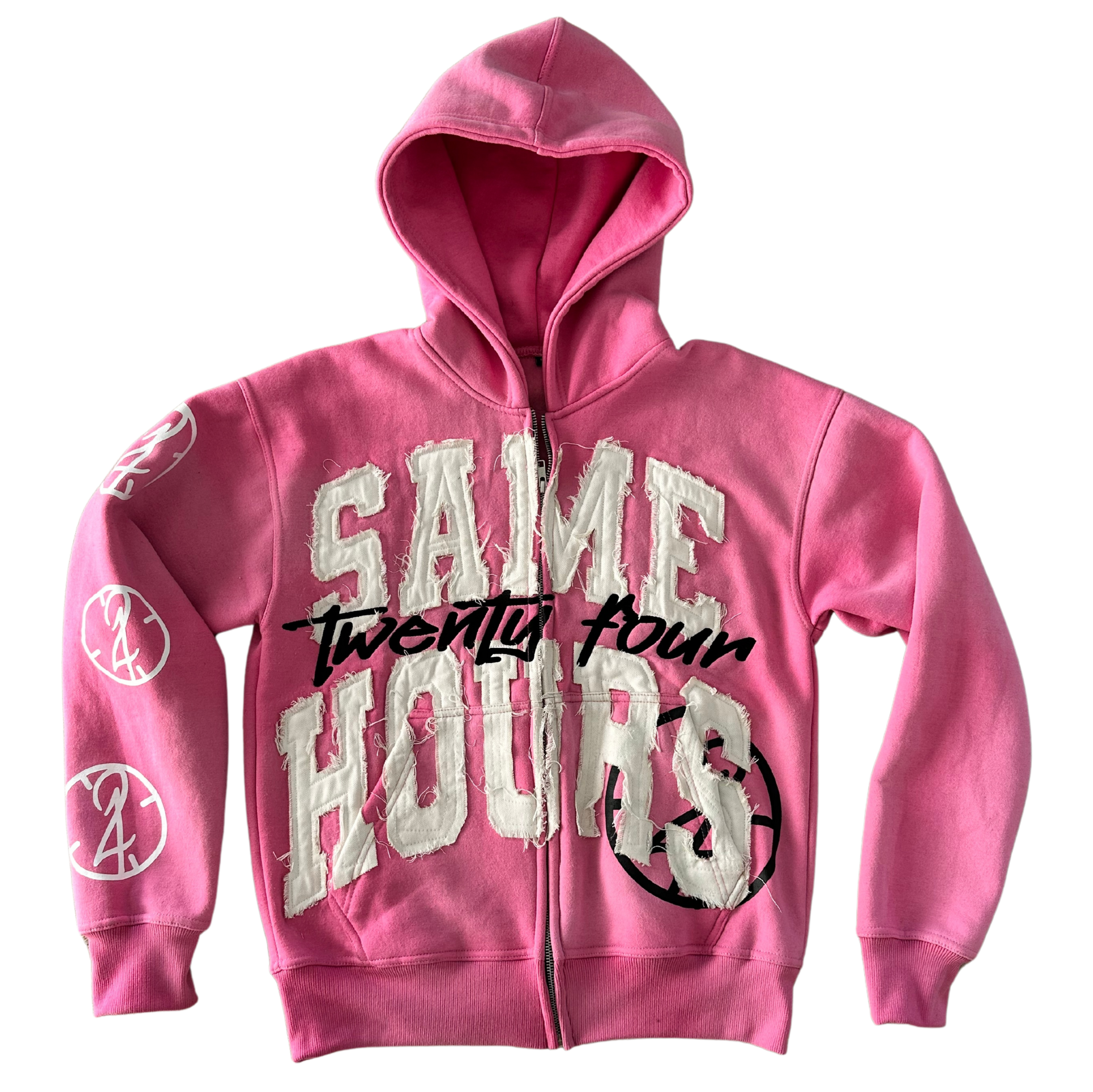 Pink Distressed Zip Up