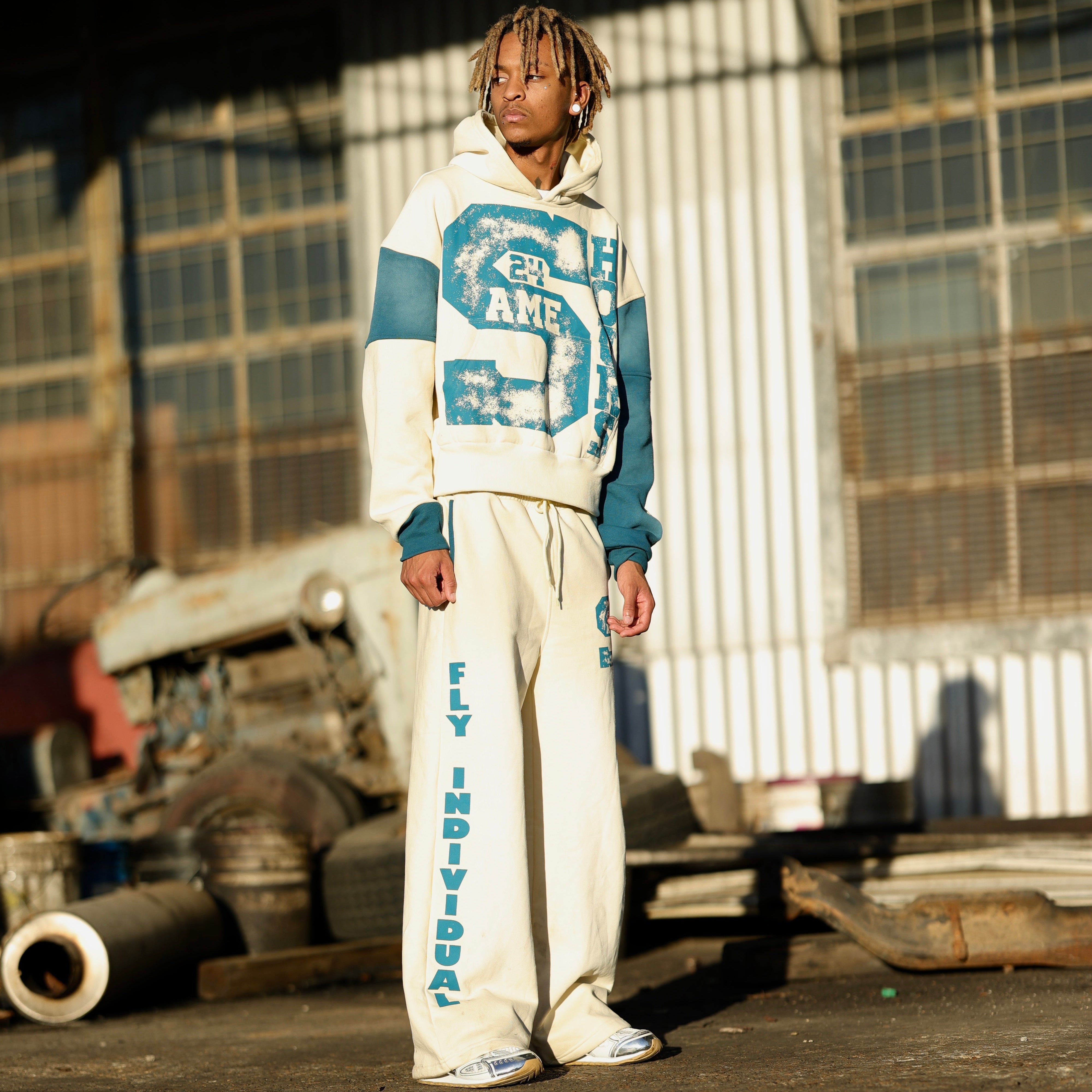 Cream/Blue Travel Hoodie