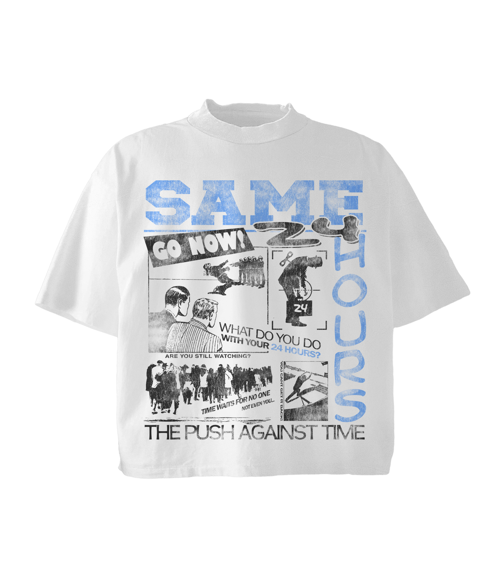 White/Blue Go Now Tee