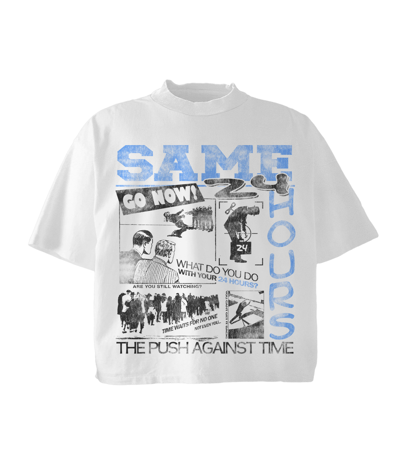 White/Blue Go Now Tee